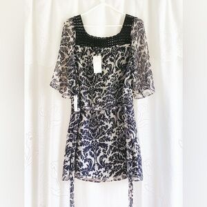 Elegant Floral Dress with Beaded Neckline